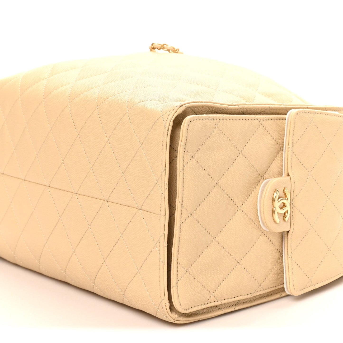 Caviar Quilted Medium Chanel 25 Handbag Beige