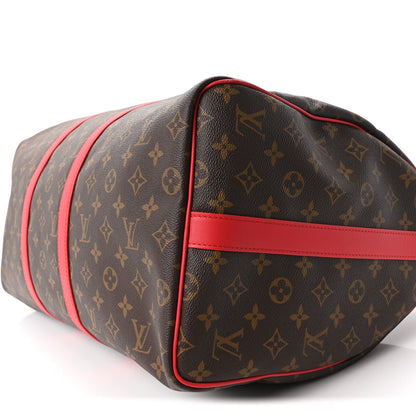 Calfskin Monogram Keepall Bandouliere 50 Coquelicot