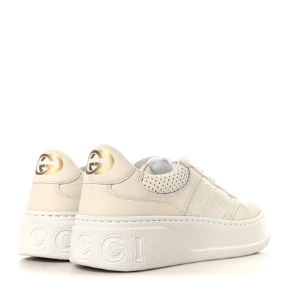 Calfskin GG Tennis Embossed Perforated Womens Platform 55mm Sneakers 39 Great White
