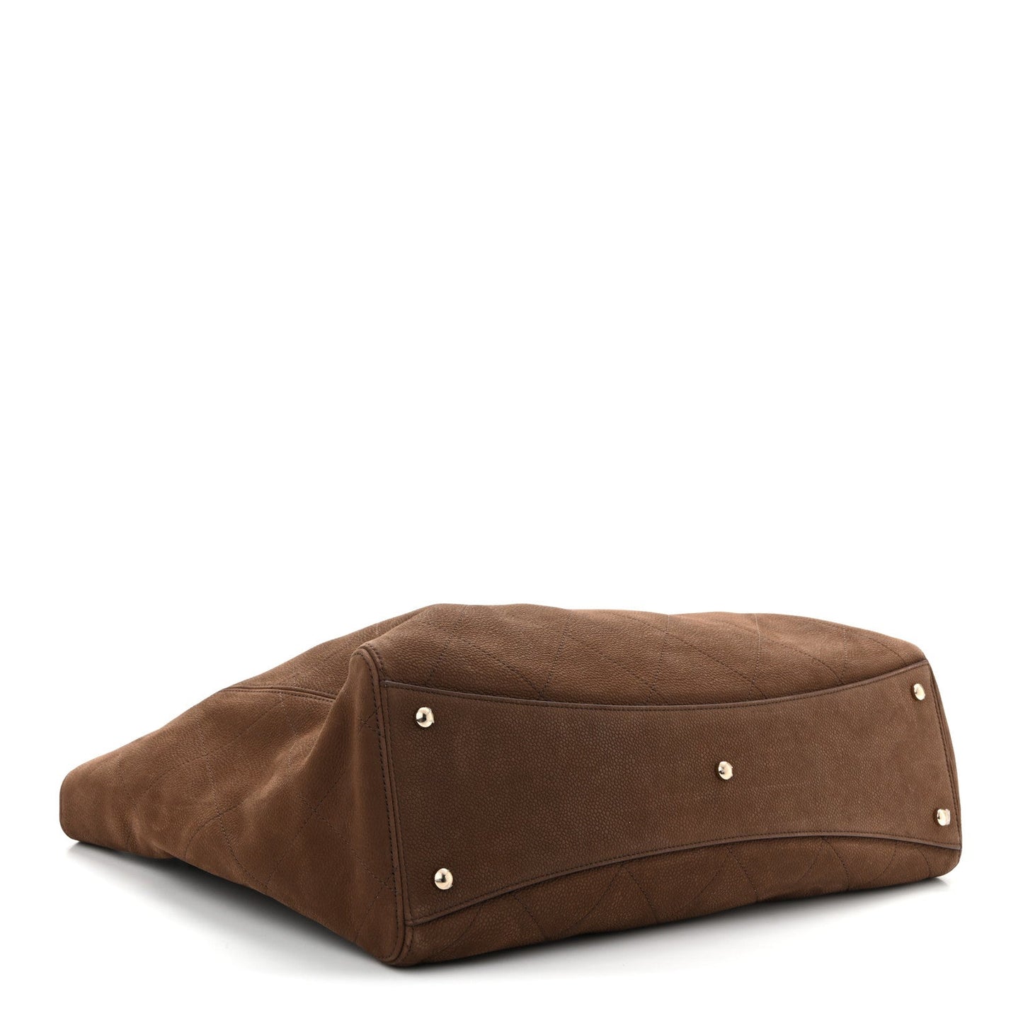 Grained Nubuck Calfskin Quilted Maxi Shopping Bag Dark Brown