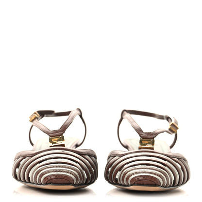 Lambskin FFold Slingback Sandals 37 Gianduia Matcha Latte