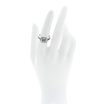 Sterling Silver Diamond Blue Topaz 7mm Petite Albion Ring 53 6.5