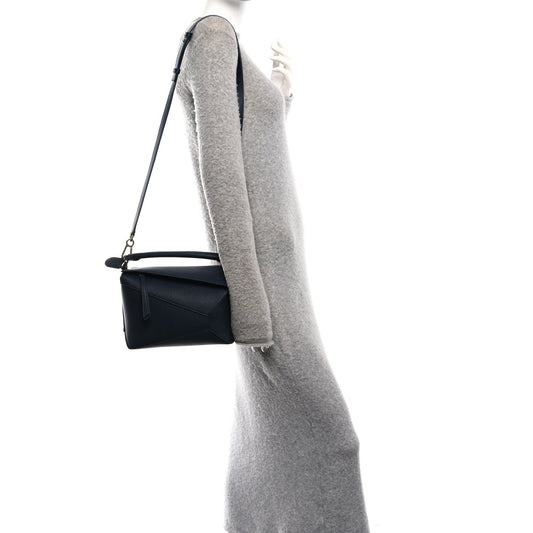 Soft Grained Calfskin Small Puzzle Edge Bag Navy
