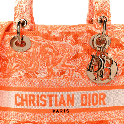 Canvas Toile De Jouy Reverse Embroidered Medium Lady D-Lite Fluorescent Orange
