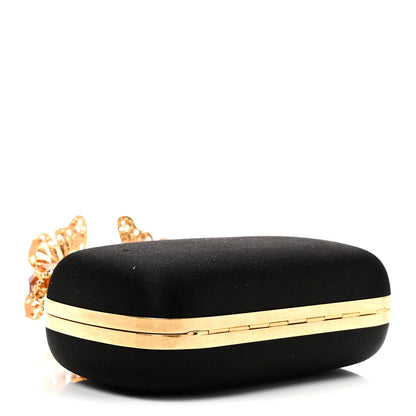 Alexander McQueen Satin Butterfly Knuckle Duster Box Clutch Black