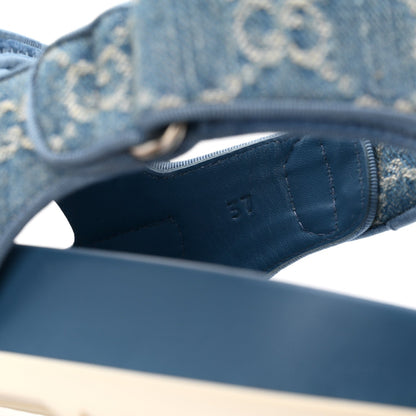 New Denim Delave GG Monogram Womens Dad Sandals 37 Light Blue Avion