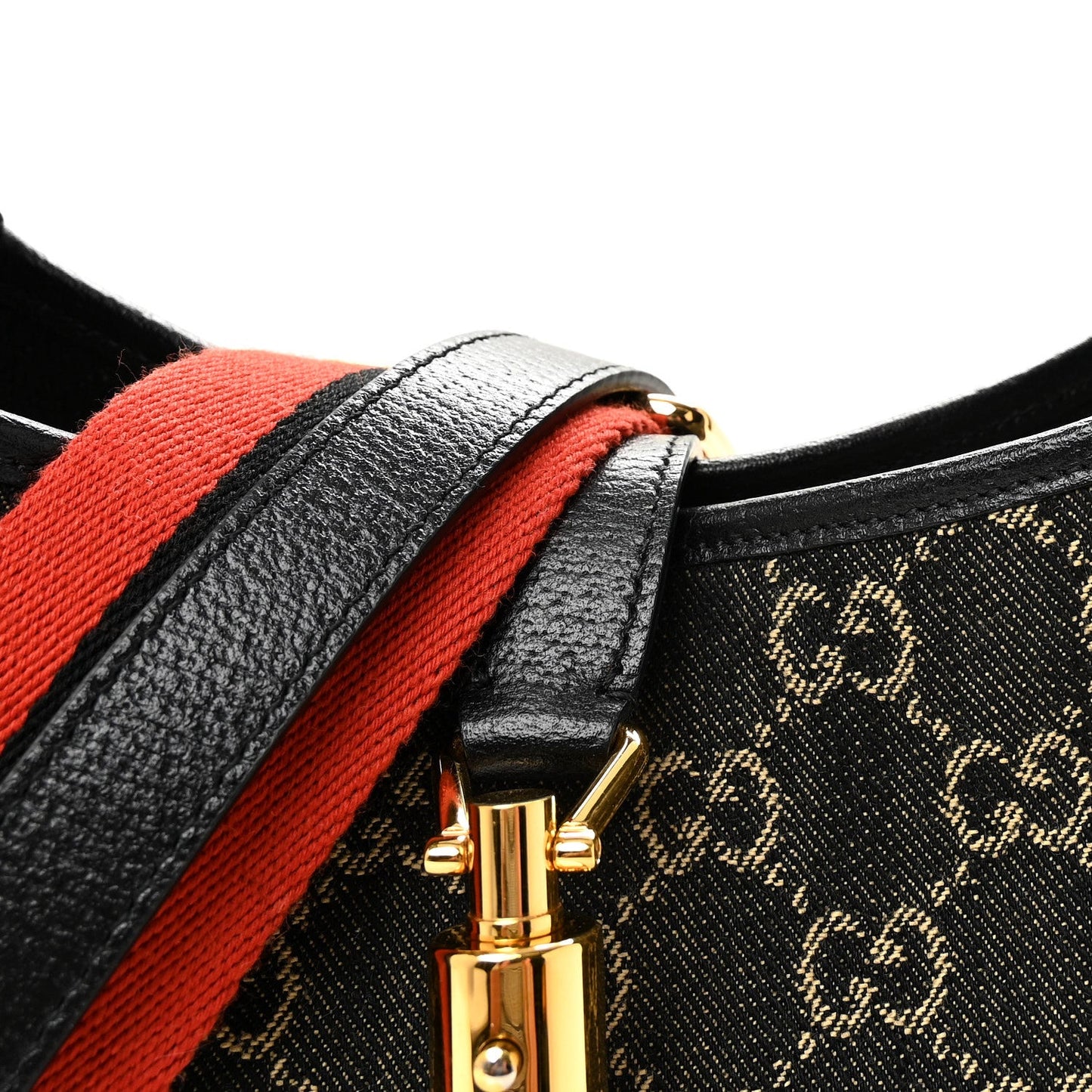 Jacquard Denim GG Monogram Small Jackie 1961 Hobo Black Ivory