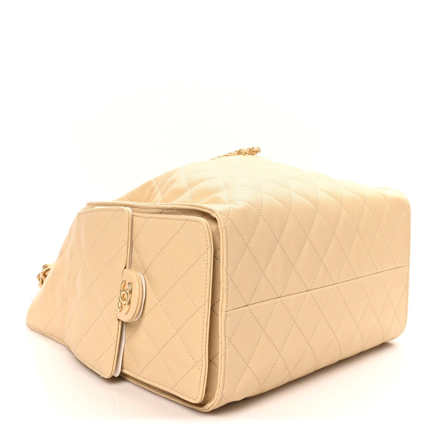 Caviar Quilted Medium Chanel 25 Handbag Beige