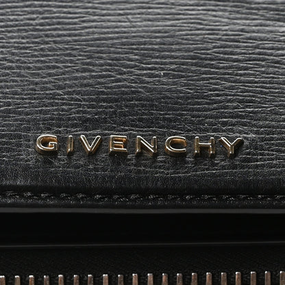 Textured Calfskin Medium Pandora Box Crossbody Bag Black