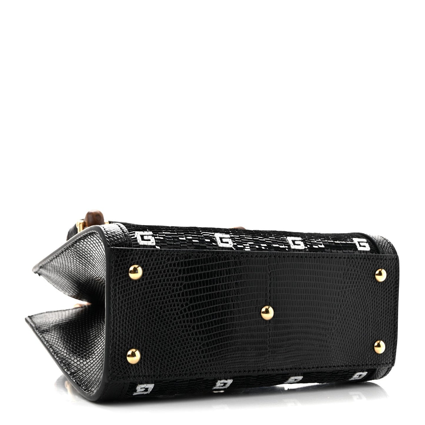 Lizard Sequin GG Monogram Mini Diana Tote Bag Black