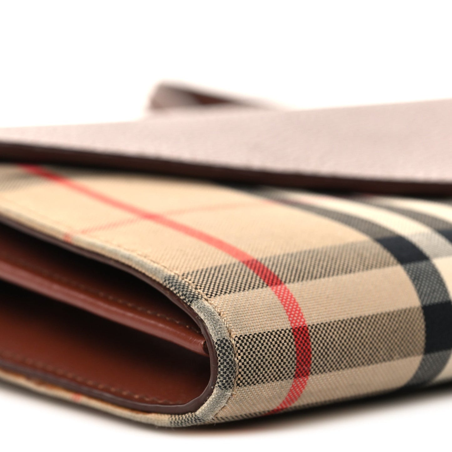 Grainy Calfskin Vintage Check Wallet With Detachable Strap Archive Beige Tan