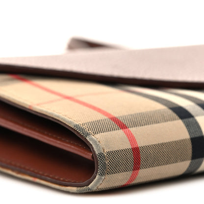 Grainy Calfskin Vintage Check Wallet With Detachable Strap Archive Beige Tan