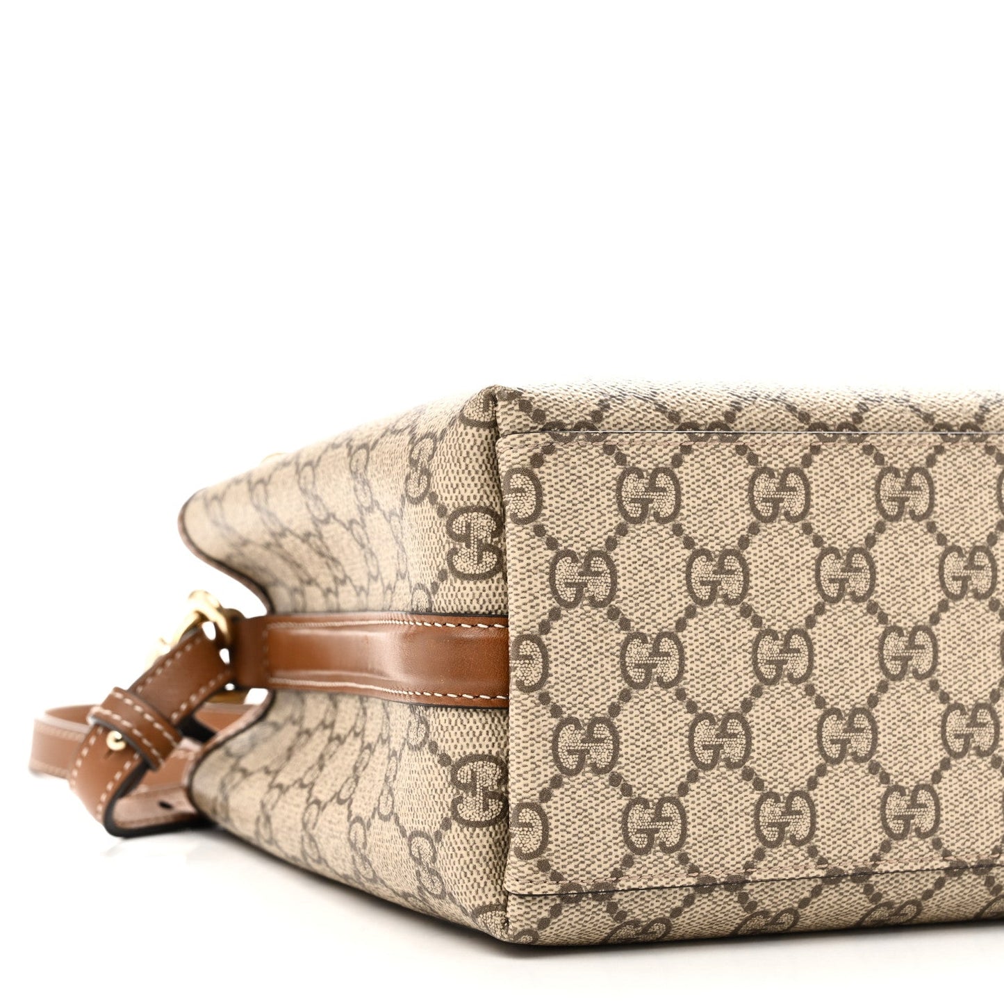 GG Supreme Monogram Emblem Small Shoulder Bag Beige Ebony Sundial