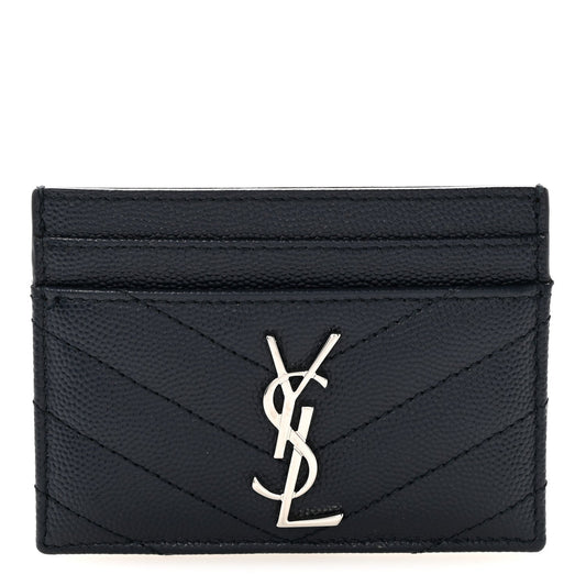 Grain De Poudre Matelasse Chevron Monogram Credit Card Case Deep Marine