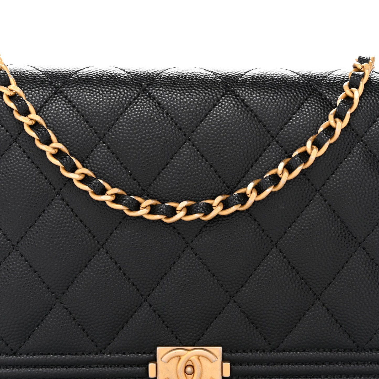 Caviar Quilted Boy Wallet On Chain WOC Black