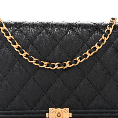 Caviar Quilted Boy Wallet On Chain WOC Black