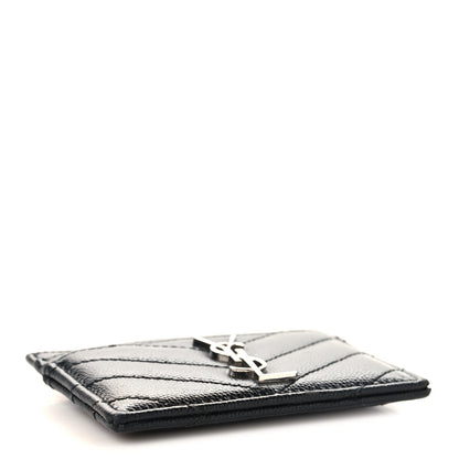 Grain De Poudre Matelasse Chevron Monogram Credit Card Case Black