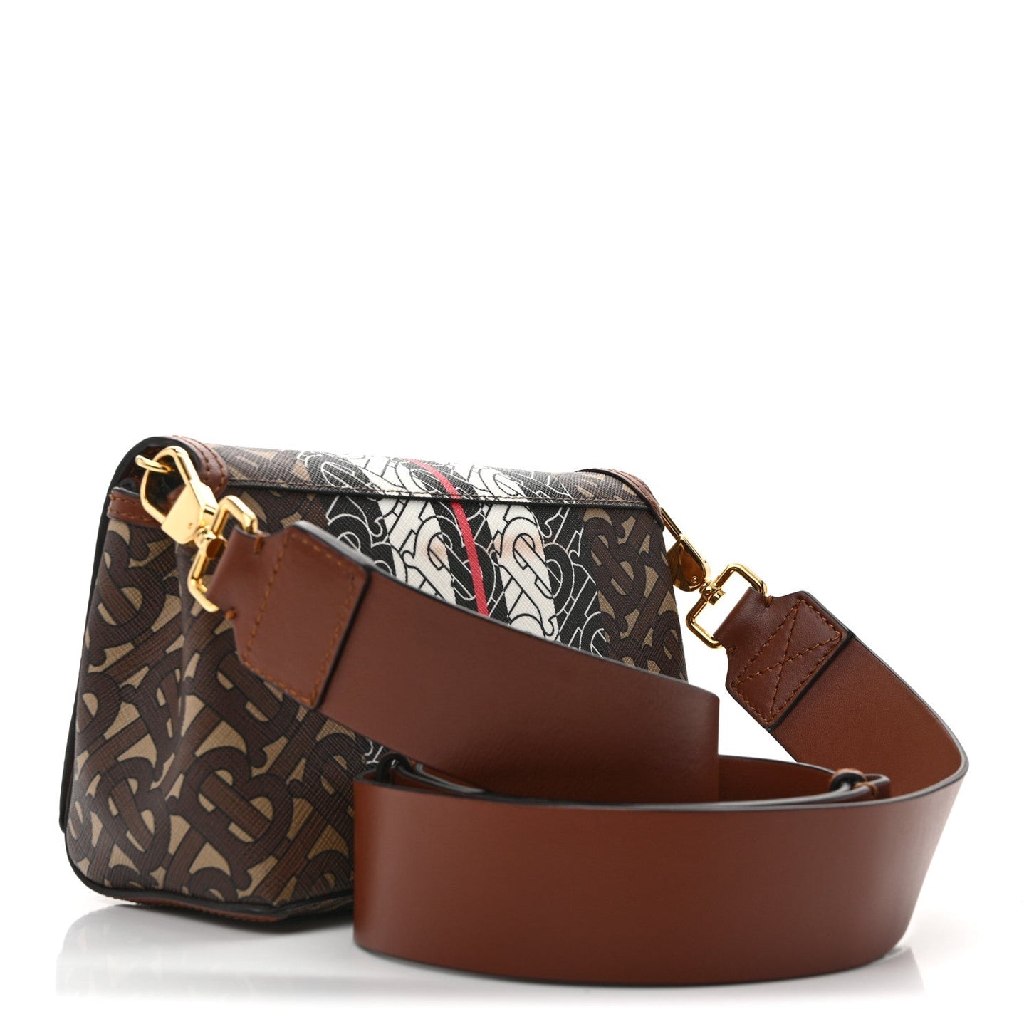 E-Canvas Monogram Stripe Hackberry Crossbody Bag Bridle Brown