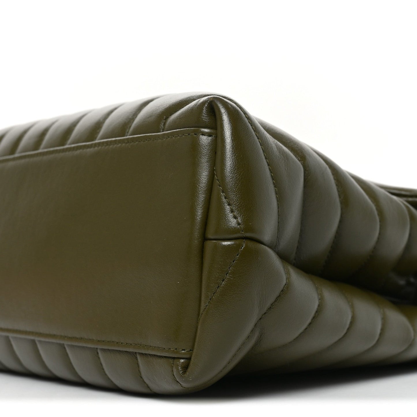 Calfskin Y Quilted Monogram Medium Loulou Chain Satchel Military Olive