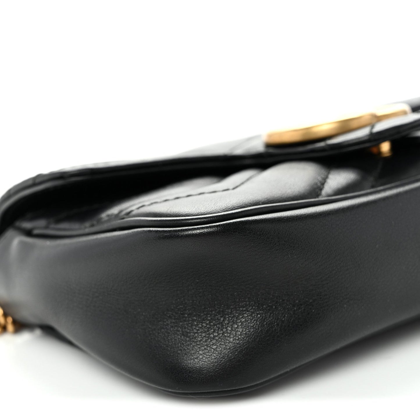 Calfskin Matelasse Super Mini GG Marmont Shoulder Bag Black