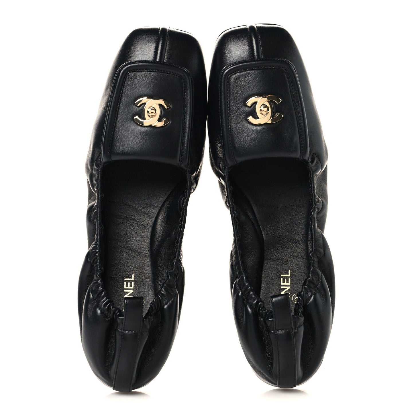 Lambskin CC Turnlock Ballerina Flats 39.5 Black