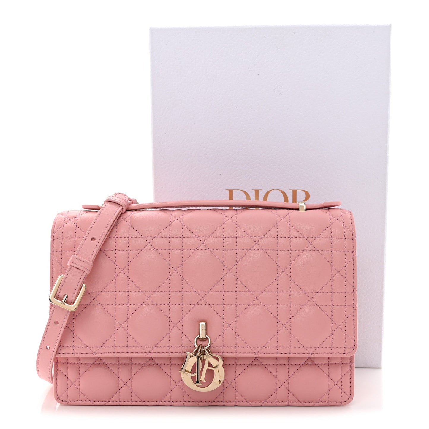 Lambskin Cannage Miss Dior Top Handle Bag Pink