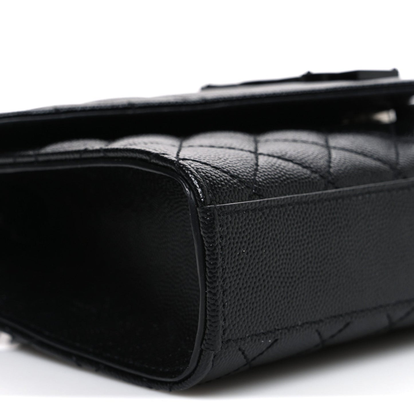 Grain De Poudre Textured Mixed Matelasse Triquilt Small Monogram Monochrome Satchel Black