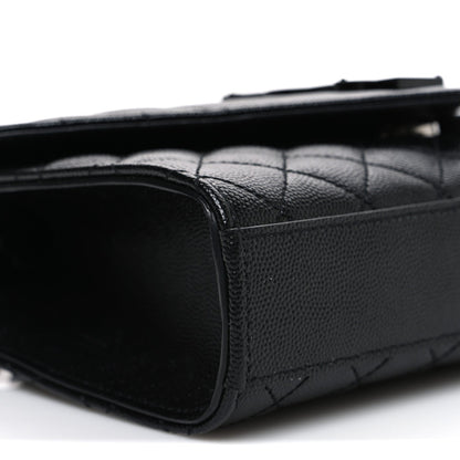 Grain De Poudre Textured Mixed Matelasse Triquilt Small Monogram Monochrome Satchel Black