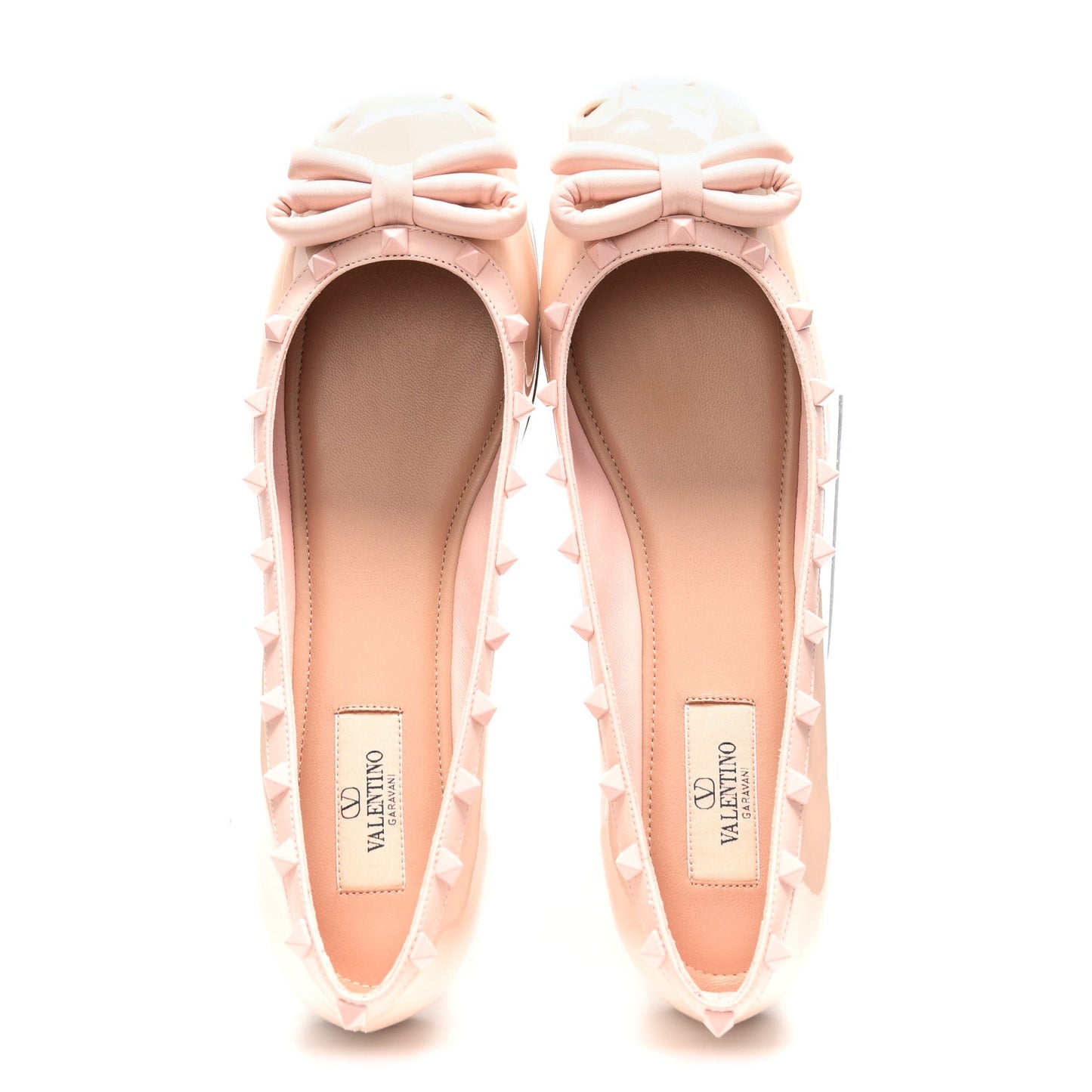 Patent Nappa Rockstud Ballerina Flats 40 Rose Quartz