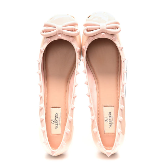 Patent Nappa Rockstud Ballerina Flats 40 Rose Quartz
