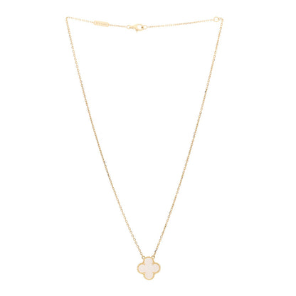 18K Yellow Gold Mother of Pearl Vintage Alhambra Pendant Necklace