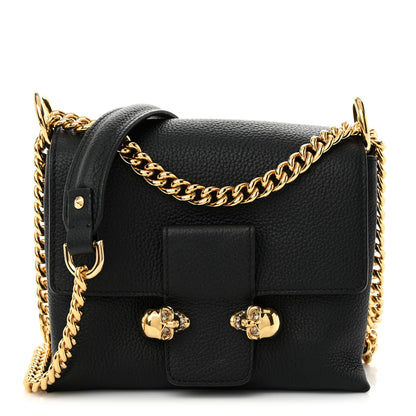 Alexander McQueen Calfskin Small Twin Skull Chain Crossbody Black