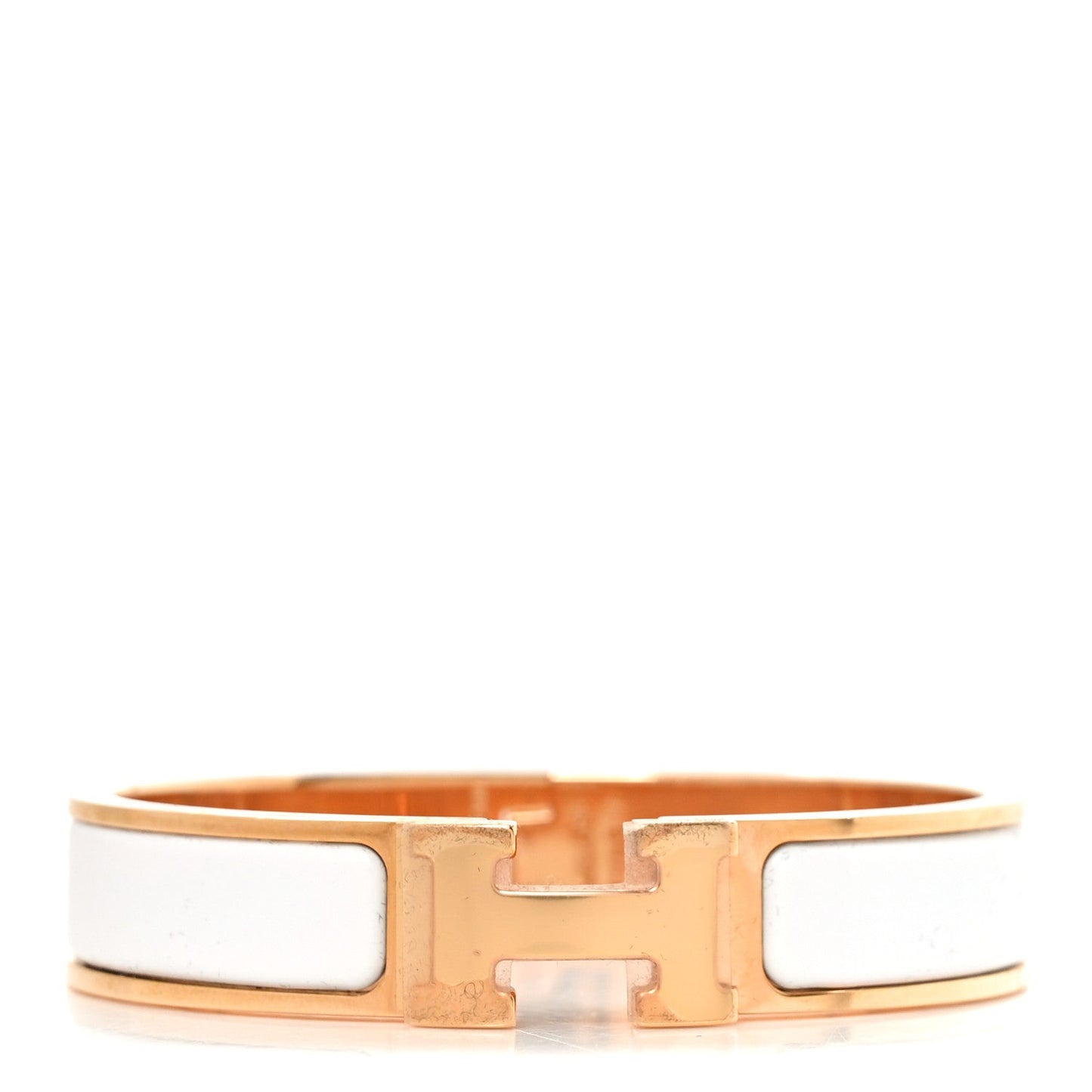 Enamel Narrow Clic Clac H Bracelet PM White