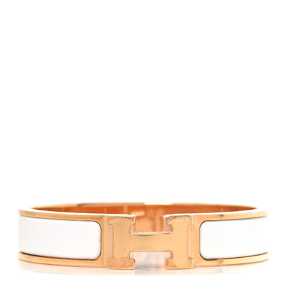Enamel Narrow Clic Clac H Bracelet PM White