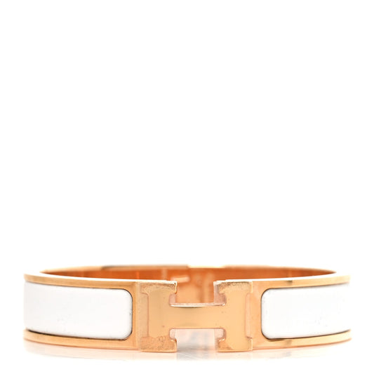 Enamel Narrow Clic Clac H Bracelet PM White
