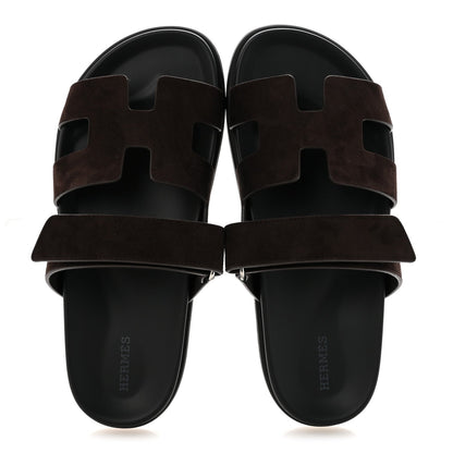Suede Goatskin Womens Chypre Sandals 39.5 Marron Ebene