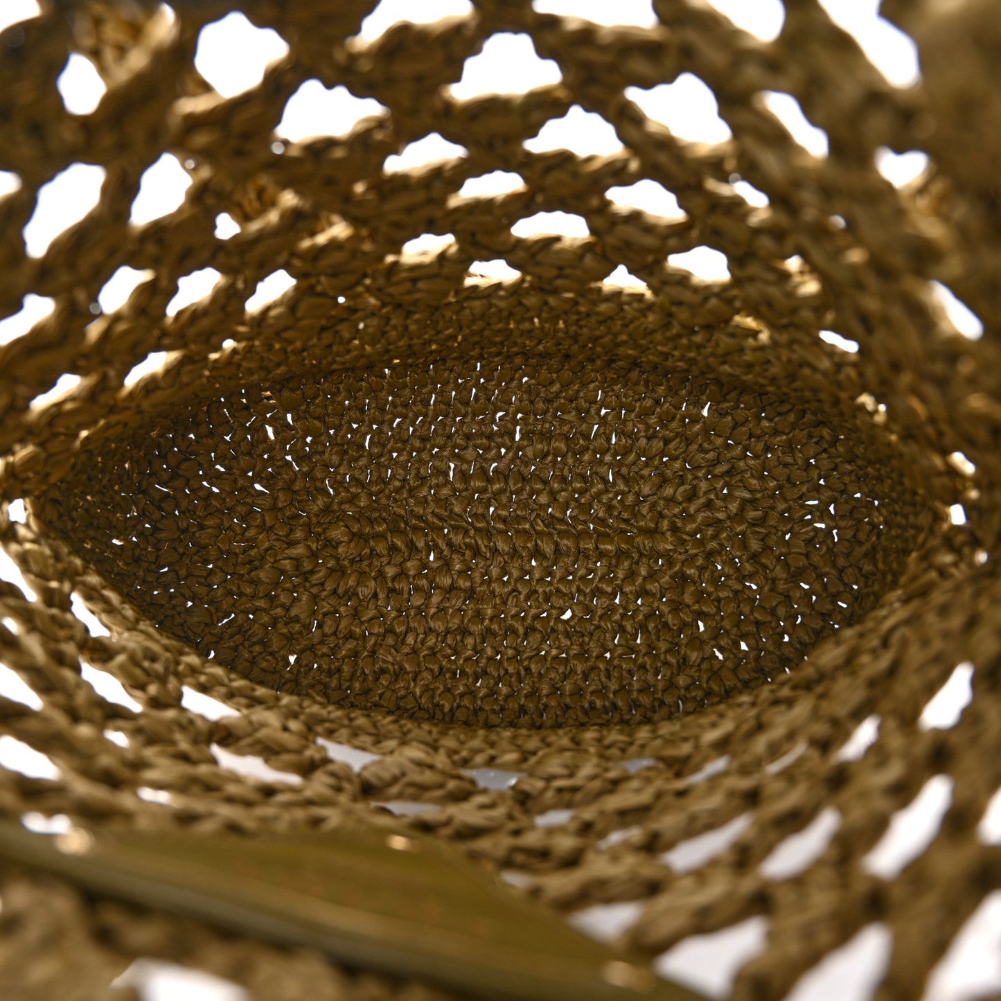 Yarn Raffia Effect Crochet Embroidered Mini Logo Tote Oliva
