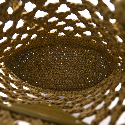Yarn Raffia Effect Crochet Embroidered Mini Logo Tote Oliva