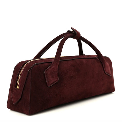 Alaia Suede Goatskin Teckel Clutch Rouge Grenat