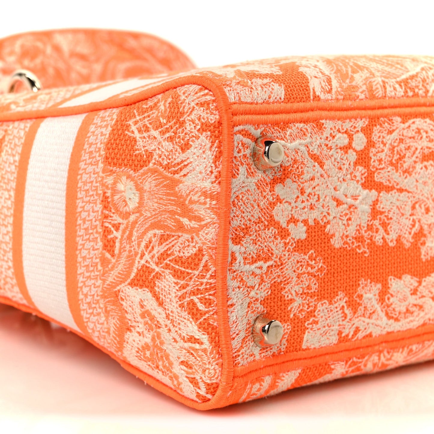 Canvas Toile De Jouy Reverse Embroidered Medium Lady D-Lite Fluorescent Orange
