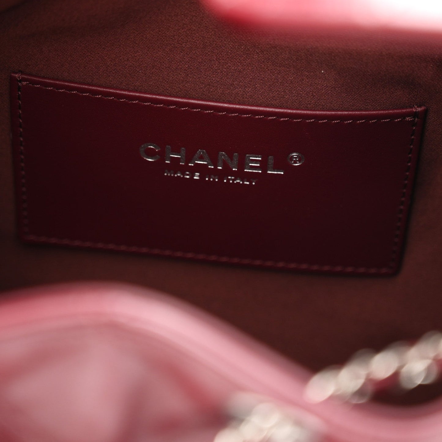 Shiny Calfskin Quilted Small Chanel 25 Handbag Burgundy