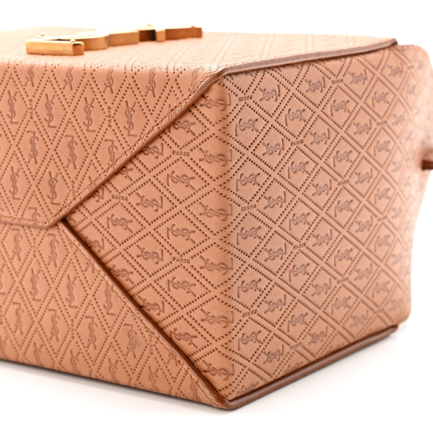 Calfskin Monogram Take Away Box Dusty Vintage Brown Gold