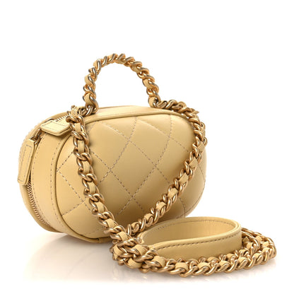 Lambskin Quilted CC Bubble Vanity Case With Chain Light Yellow