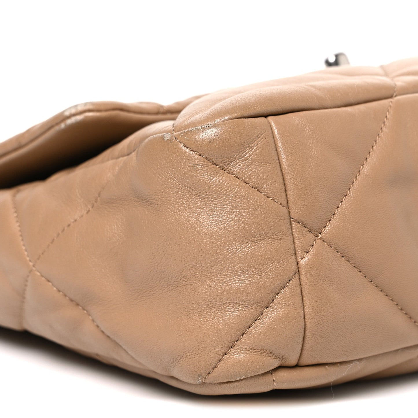 Lambskin Quilted Large Chanel 19 Flap Beige