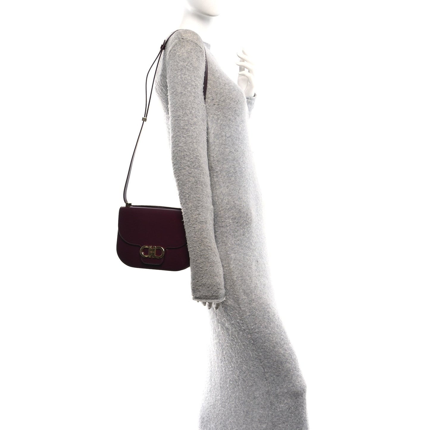 Calfskin Double Gancini Crossbody Plum