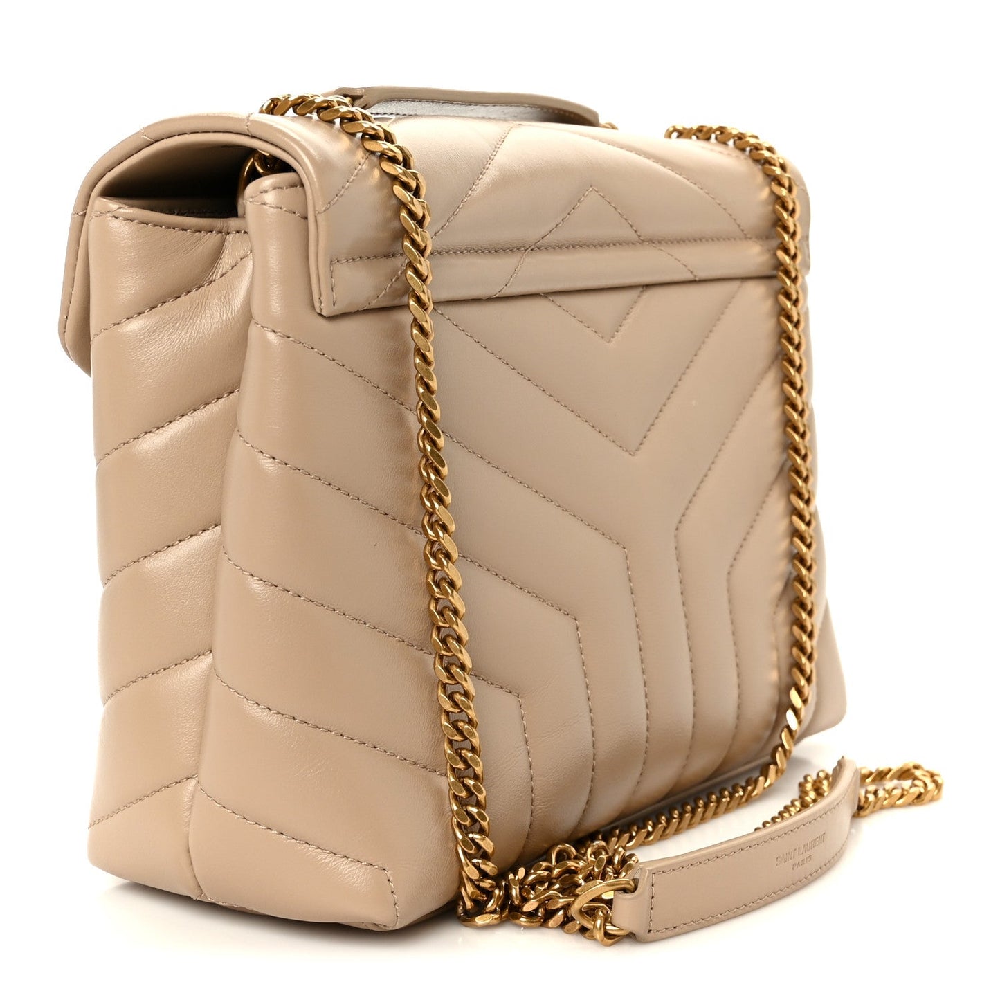 Calfskin Y Quilted Monogram Small Loulou Chain Satchel Dark Beige