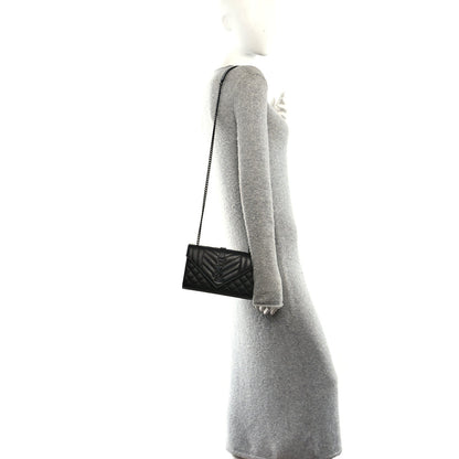 Grain De Poudre Textured Mixed Matelasse Triquilt Small Monogram Monochrome Satchel Black