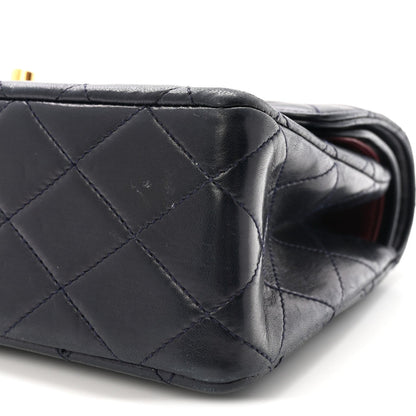 Lambskin Quilted Small Double Flap Bag Black