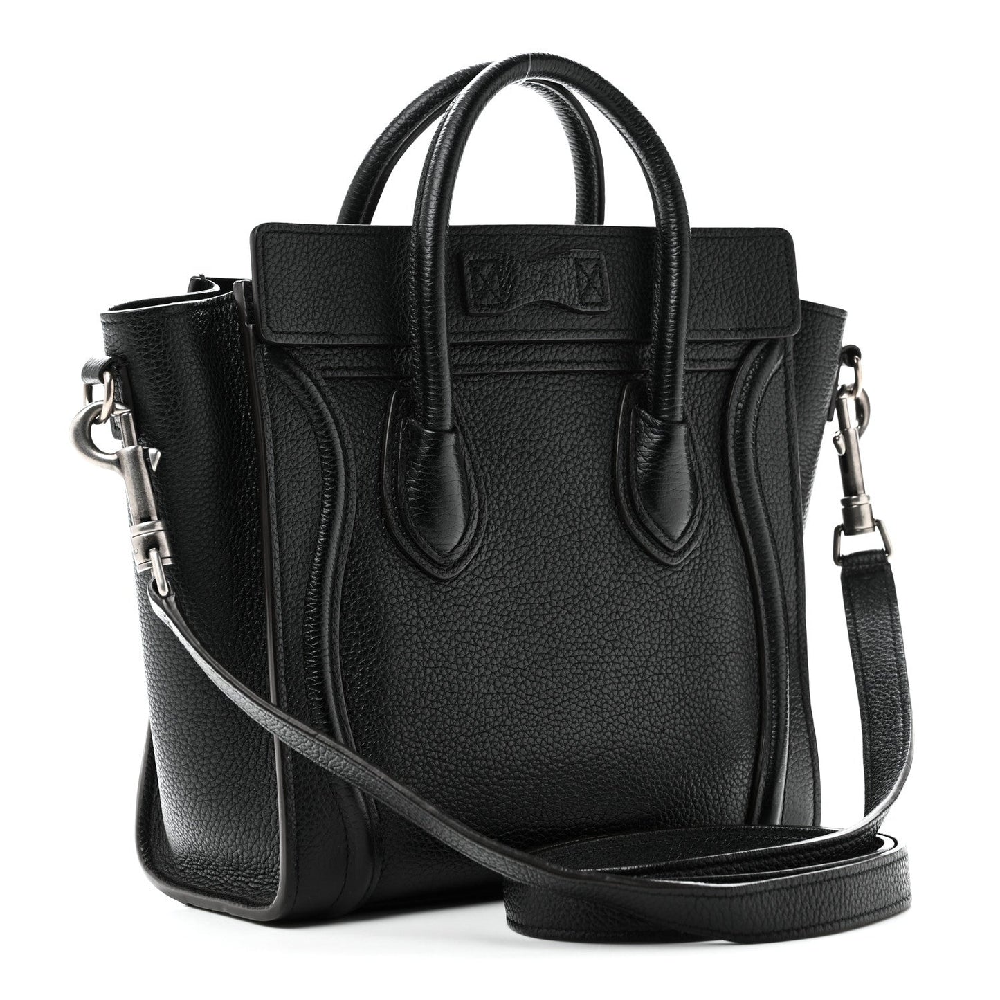 Drummed Calfskin Nano Luggage Black