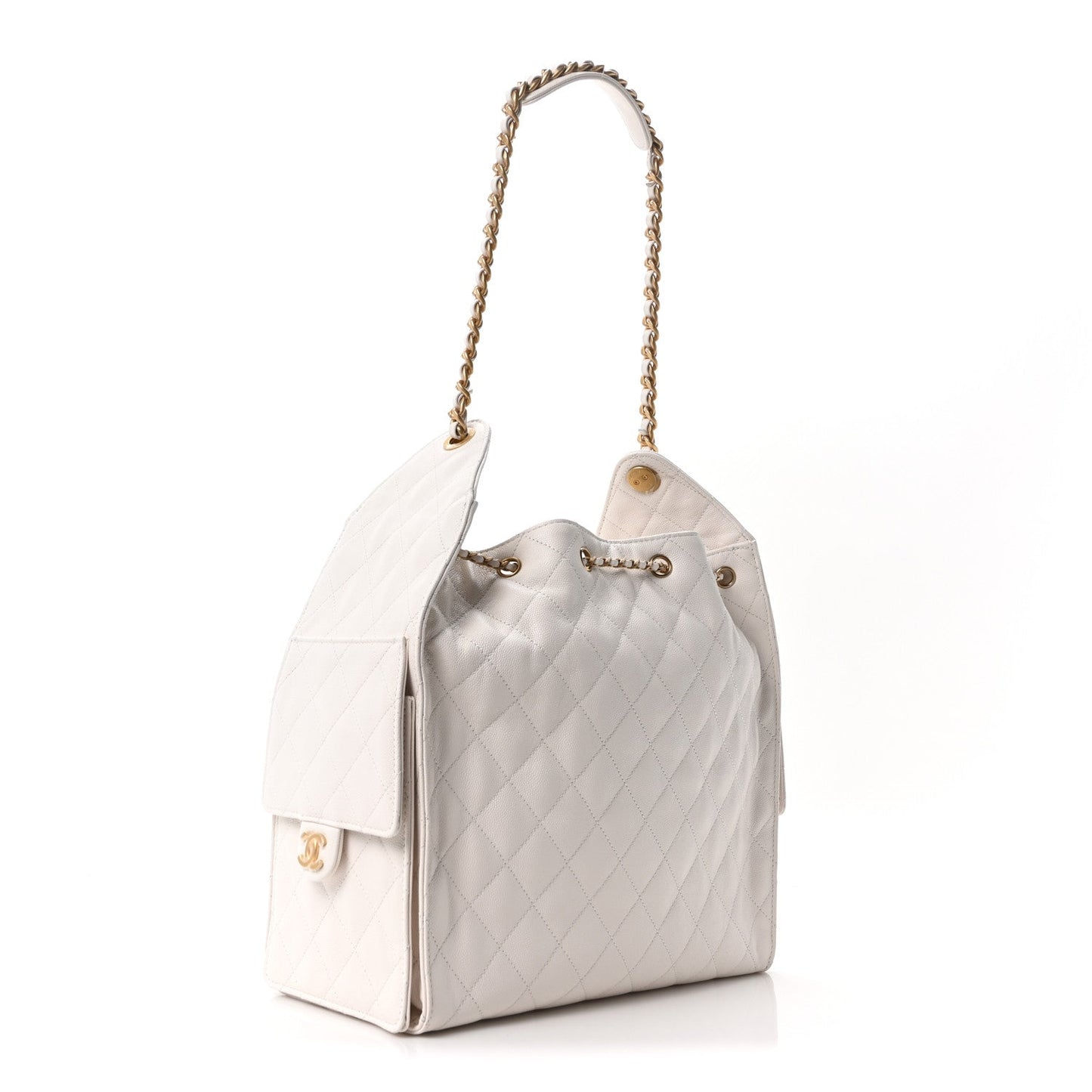 Caviar Quilted Medium Chanel 25 Handbag White